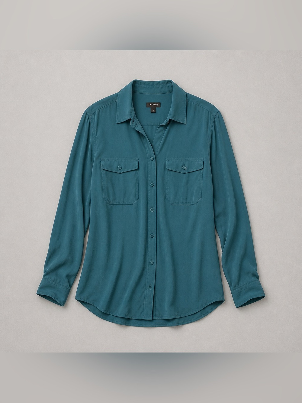 Talbots Women’s Teal Button-Front Blouse S